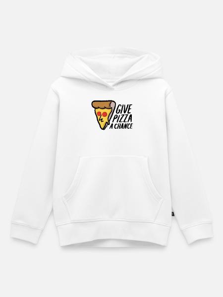 give pizza a chance - Kinder Premium Organic Hoodie - Weiß