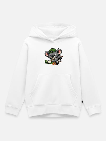 Koala beim Billard - Kinder Premium Organic Hoodie - Weiß