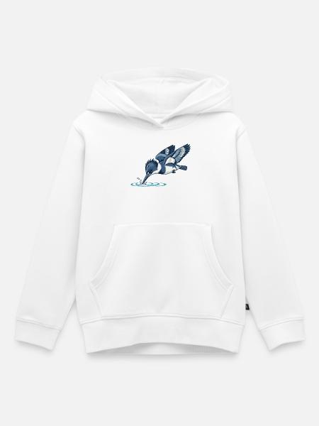 Gürtel-Eisvögeltauchen - Kinder Premium Organic Hoodie - Weiß