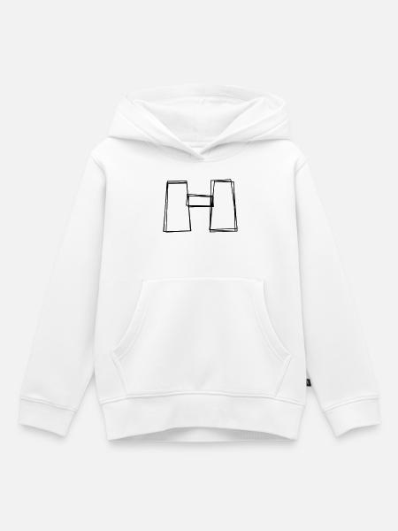 Fernglas handgezeichnet - Kinder Premium Organic Hoodie - Weiß