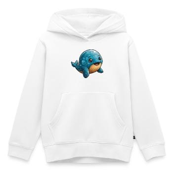 Kuscheliger Blauwal-Charakter - Kinder Premium Organic Hoodie - Weiß - Vorne - AI Model Kid Female (0cm)