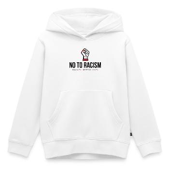 Nein zu Rassismus! *Gehetzte Faust* - Kinder Premium Organic Hoodie - Weiß - Vorne - AI Model Kid Female (0cm)