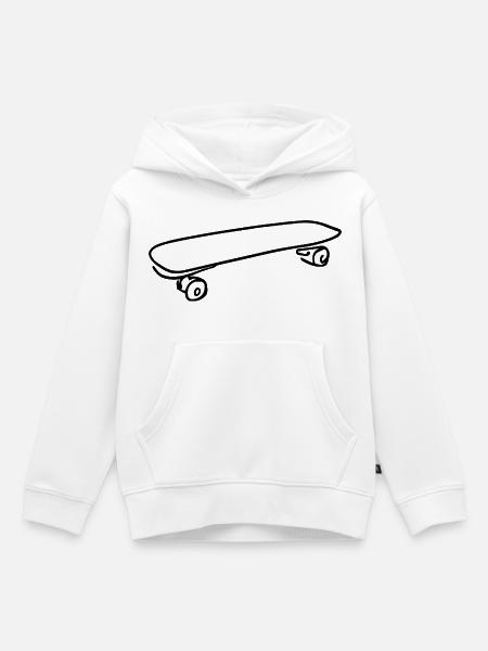 Skateboard Zeichnung - Kinder Premium Organic Hoodie - Weiß