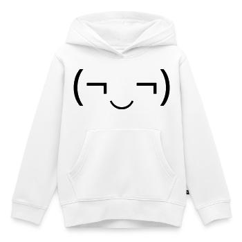 Émoticône espiègle (¬‿¬) sourire espiègle - Sweat Premium à capuche enfant bio - blanc - Devant - AI Model Kid Female (0cm)