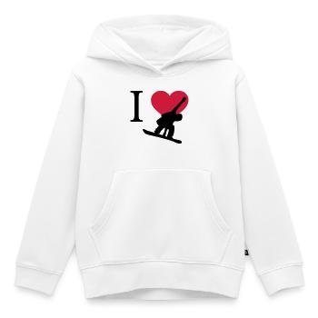 J'aime Snowboarding - Sweat Premium à capuche enfant bio - blanc - Devant - AI Model Kid Female (0cm)