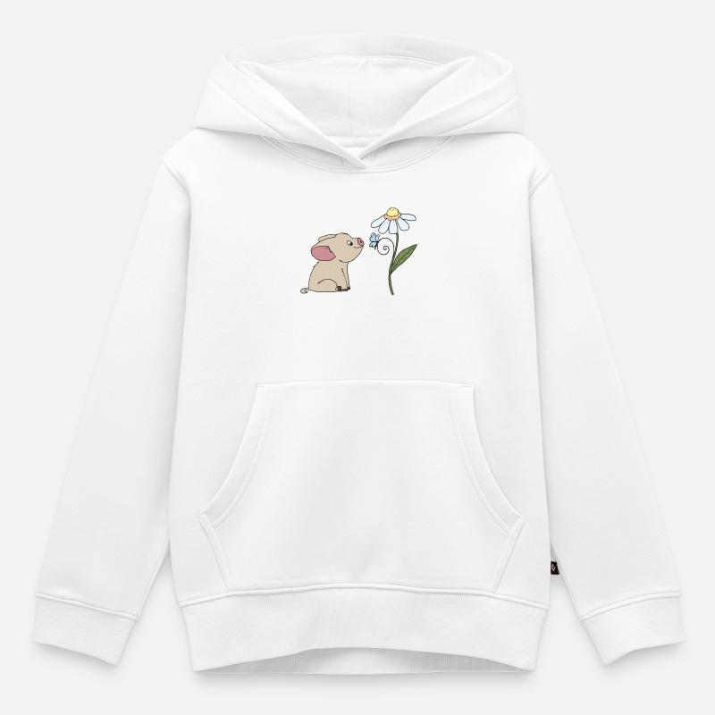 Cochons et papillons - Sweat Premium à capuche enfant bio - blanc