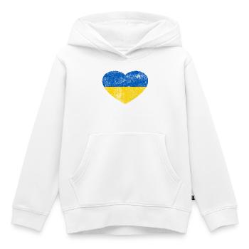 Ukraine Flagge Fahne Grunge Retro Herz - Kinder Premium Organic Hoodie - Weiß - Vorne - AI Model Kid Female (0cm)
