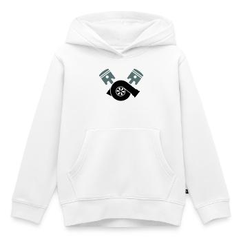Turbocompresseur à piston moteur - Sweat Premium à capuche enfant bio - blanc - Devant - AI Model Kid Female (0cm)