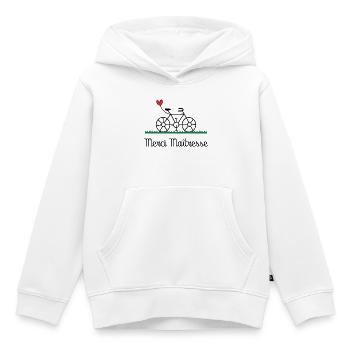 MAÎTRESSE. MERCI. MERCI MAÎTRESSE - Sweat Premium à capuche enfant bio - blanc - Devant - AI Model Kid Female (0cm)