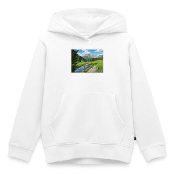 Panorama des sentiers fluviaux alpins - Sweat Premium à capuche enfant bio - blanc - Devant - AI Model Kid Female (0cm)