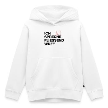 ICH SPRECHE FLIEßEND WUFF, HUNDEPOWER! DOGLOVER - Kinder Premium Organic Hoodie - Weiß - Vorne - AI Model Kid Female (0cm)