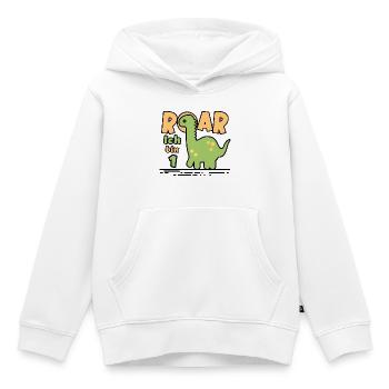 Dinosaure du 1er anniversaire - Sweat Premium à capuche enfant bio - blanc - Devant - AI Model Kid Female (0cm)