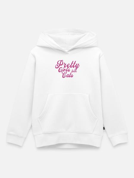 Pink Katzenliebe Spruch - Kinder Premium Organic Hoodie - Weiß