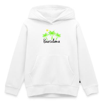 Barcelone - Sweat Premium à capuche enfant bio - blanc - Devant - AI Model Kid Female (0cm)