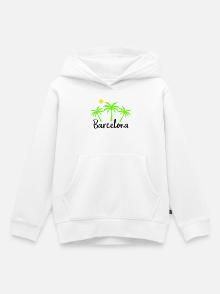 Barcelona - Kinder Premium Organic Hoodie - Weiß