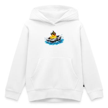Le canard du capitaine dans la bouée de sauvetage - Sweat Premium à capuche enfant bio - blanc - Devant - AI Model Kid Female (0cm)
