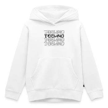 Conception de logo en typographie techno-moderne - Sweat Premium à capuche enfant bio - blanc - Devant - AI Model Kid Female (0cm)