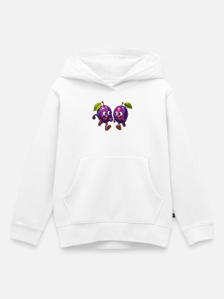 Lustige Pflaumen - Kinder Premium Organic Hoodie - Weiß