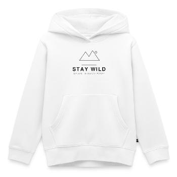 Logo des montagnes Stay Wild - Sweat Premium à capuche enfant bio - blanc - Devant - AI Model Kid Female (0cm)