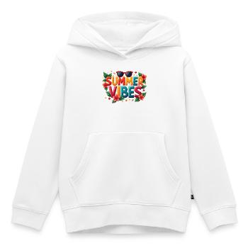 Ambiances d’été, Lettres colorées, Plage du Soleil - Sweat Premium à capuche enfant bio - blanc - Devant - AI Model Kid Female (0cm)