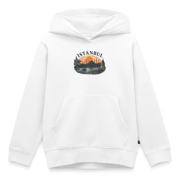 Silhouette du coucher de soleil d’Istanbul - Sweat Premium à capuche enfant bio - blanc - Devant - AI Model Kid Female (0cm)