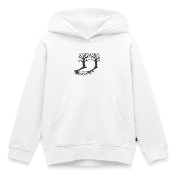 Silhouette minimaliste de racines forestières entrelacées - Sweat Premium à capuche enfant bio - blanc - Devant - AI Model Kid Female (0cm)