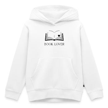 Amoureux des livres | Chemise de lecture minimaliste | Rat de bibliothèque - Sweat Premium à capuche enfant bio - blanc - Devant - AI Model Kid Female (0cm)