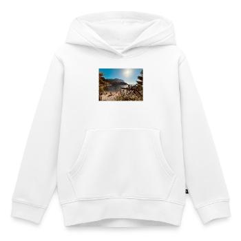 Baie de Sunny Beach - Sweat Premium à capuche enfant bio - blanc - Devant - AI Model Kid Female (0cm)