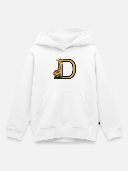 Giraffe mit Buchstaben D - Kinder Premium Organic Hoodie - Weiß
