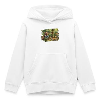 Dad with 2 sons at the campfire - Kids Premium Organic Hoodie - white - Front - AI Model Kid Female (0cm)