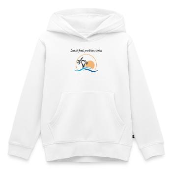 Beach first, problems later. - Kids Premium Organic Hoodie - white - Front - AI Model Kid Female (0cm)