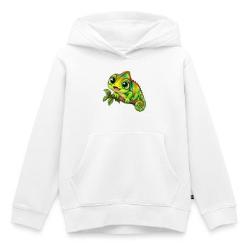 Chamäleon Kawaii Style – Süßes Reptil - Kinder Premium Organic Hoodie - Weiß - Vorne - AI Model Kid Female (0cm)