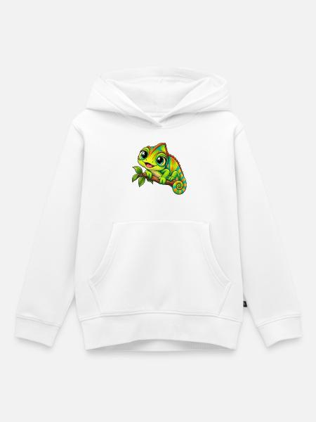 Chamäleon Kawaii Style – Süßes Reptil - Kinder Premium Organic Hoodie - Weiß