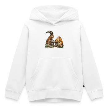 Alpenmurmeltier & Steinbock – Bergfrühstück - Kinder Premium Organic Hoodie - Weiß - Vorne - AI Model Kid Female (0cm)