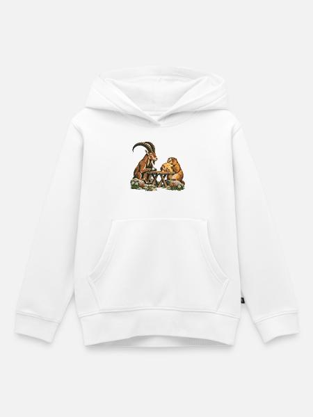 Alpenmurmeltier & Steinbock – Bergfrühstück - Kinder Premium Organic Hoodie - Weiß