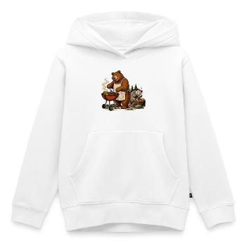 Bär & Opossum beim Grillen – Grillfreunde - Kinder Premium Organic Hoodie - Weiß - Vorne - AI Model Kid Female (0cm)