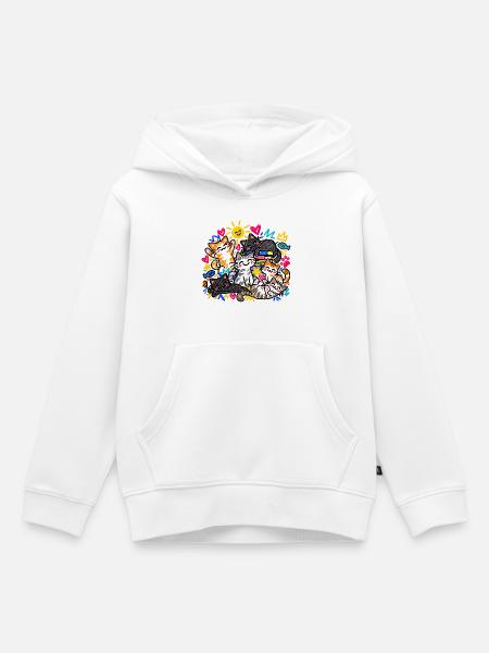 Katzen Doodle Katzenliebe Bunte Katzen Geschenk - Kinder Premium Organic Hoodie - Weiß
