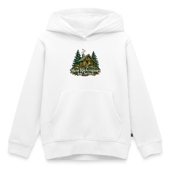 Lesende Waldhütte: Rückzugsort mit Seiten - Kinder Premium Organic Hoodie - Weiß - Vorne - AI Model Kid Female (0cm)