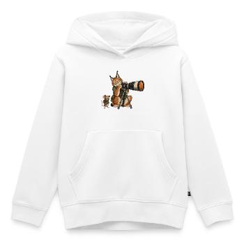 Luchs & Maus beim Fotografieren – Wald & Outdoor - Kinder Premium Organic Hoodie - Weiß - Vorne - AI Model Kid Female (0cm)