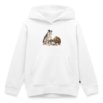 Windhund und Schildkröte beim Modellbau - Kinder Premium Organic Hoodie - Weiß - Vorne - AI Model Kid Female (0cm)