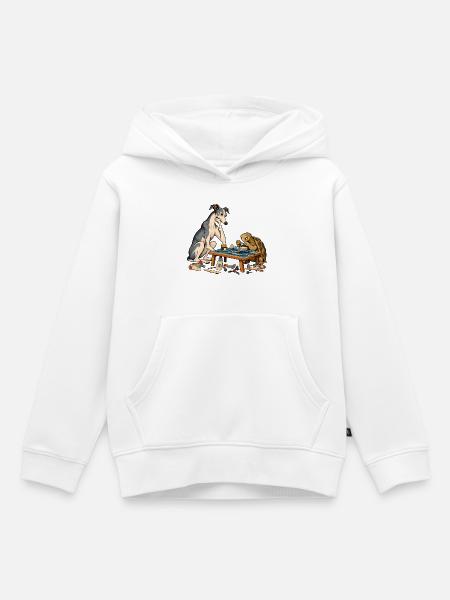 Windhund und Schildkröte beim Modellbau - Kinder Premium Organic Hoodie - Weiß