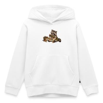 Waschbär zieht Wollschlingen - Kinder Premium Organic Hoodie - Weiß - Vorne - AI Model Kid Female (0cm)