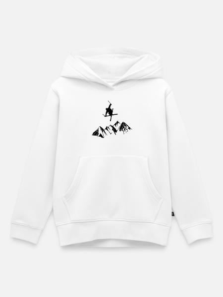 Coureur de montagne à ski - Sweat Premium à capuche enfant bio - blanc