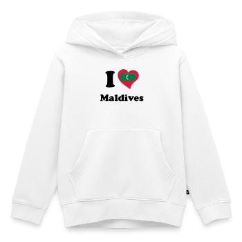 I love Maldives - J'aime Maldives - Sweat Premium à capuche enfant bio - blanc - Devant - AI Model Kid Female (0cm)