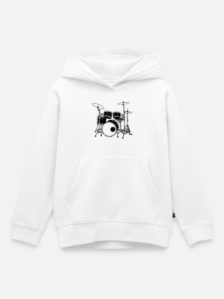 Drumset - Kinder Premium Organic Hoodie - Weiß