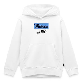 DANKE, HERRIN - Kinder Premium Organic Hoodie - Weiß - Vorne - AI Model Kid Female (0cm)