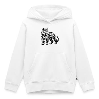 Jaguar tribal - Sweat Premium à capuche enfant bio - blanc - Devant - AI Model Kid Female (0cm)