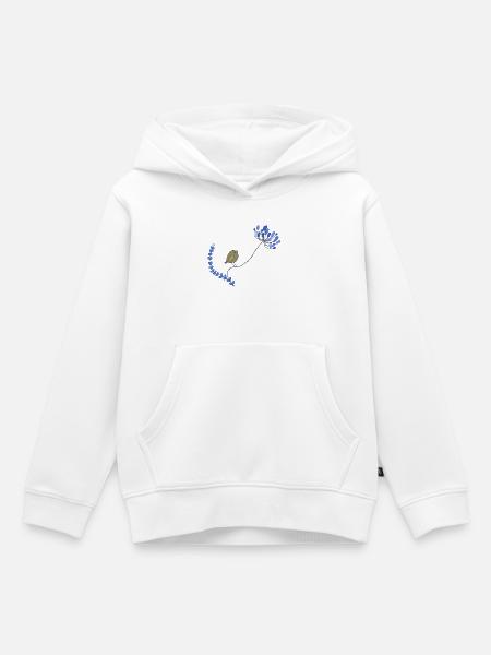 Vogel mit Blume - Kinder Premium Organic Hoodie - Weiß