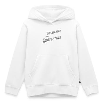 Ressentir la peur et le faire quand même - typographie - Sweat Premium à capuche enfant bio - blanc - Devant - AI Model Kid Female (0cm)