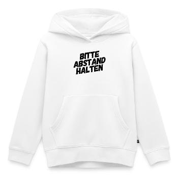 Bitte Abstand Halten Corona Krise Hinweis - Kinder Premium Organic Hoodie - Weiß - Vorne - AI Model Kid Female (0cm)